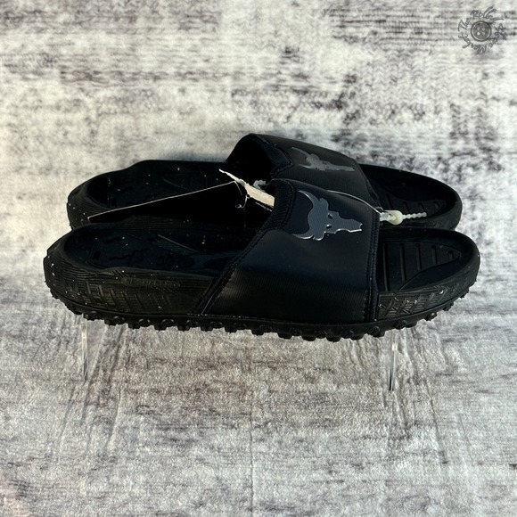 New With Tag‎ - Under Armour Project Rock 3 Men 7 Women 8.5 Slides Black - Picture 5 of 10